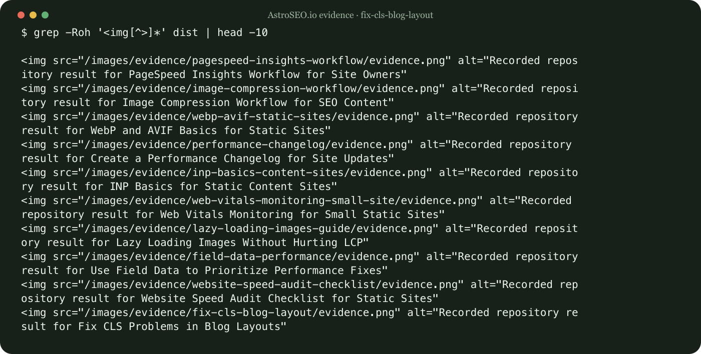 Recorded repository result for Fix CLS Problems in Blog Layouts