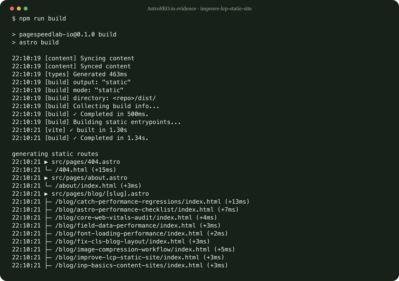 Recorded repository result for Improve LCP on a Static Content Site