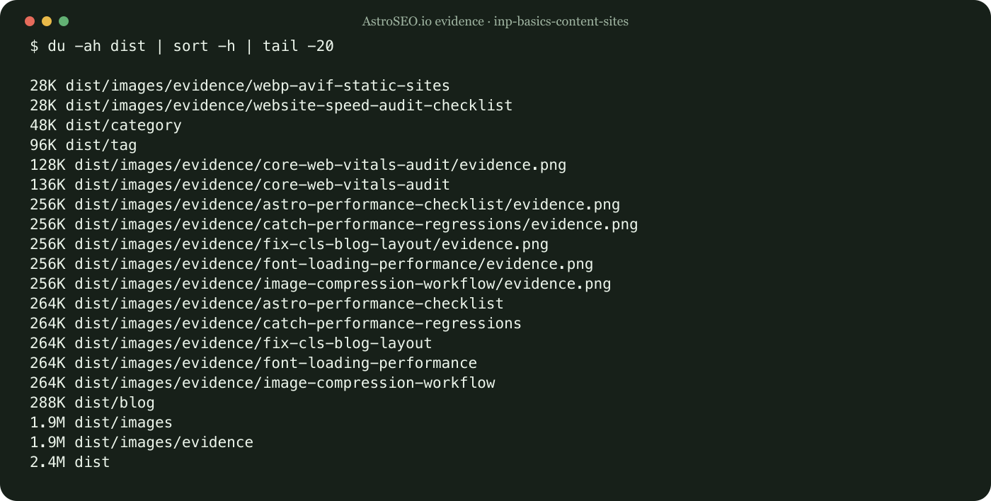 Recorded repository result for INP Basics for Static Content Sites